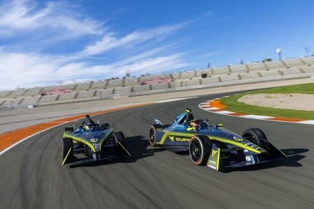 Robin Frijns, ABT CUPRA Formula E Team, Mahindra M9Electro, leads Nico Muller, ABT CUPRA Formula E Team, Mahindra M9Electro
